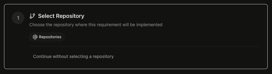 Repository selection dropdown for requirement