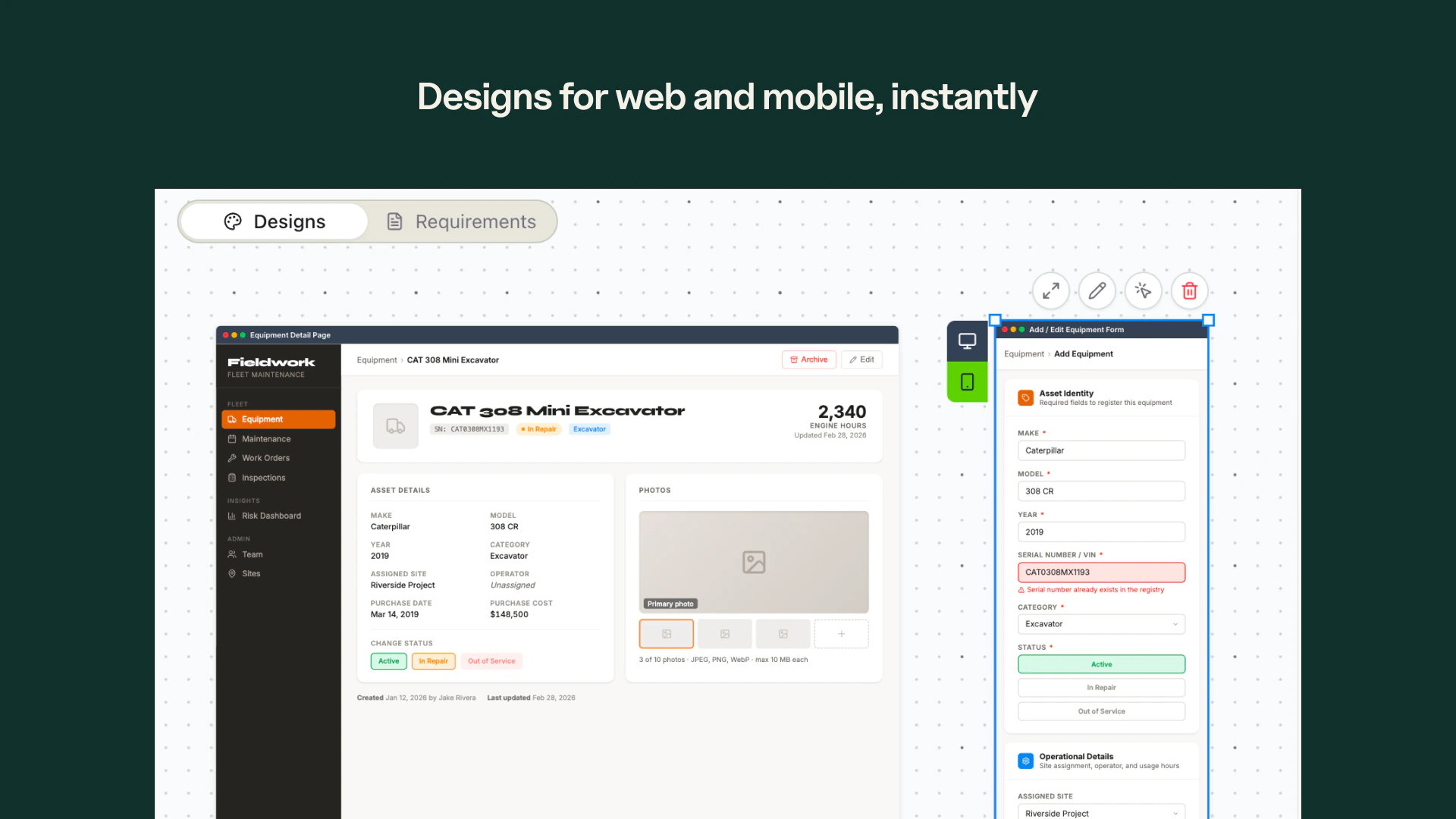 Desktop and mobile view boards side by side