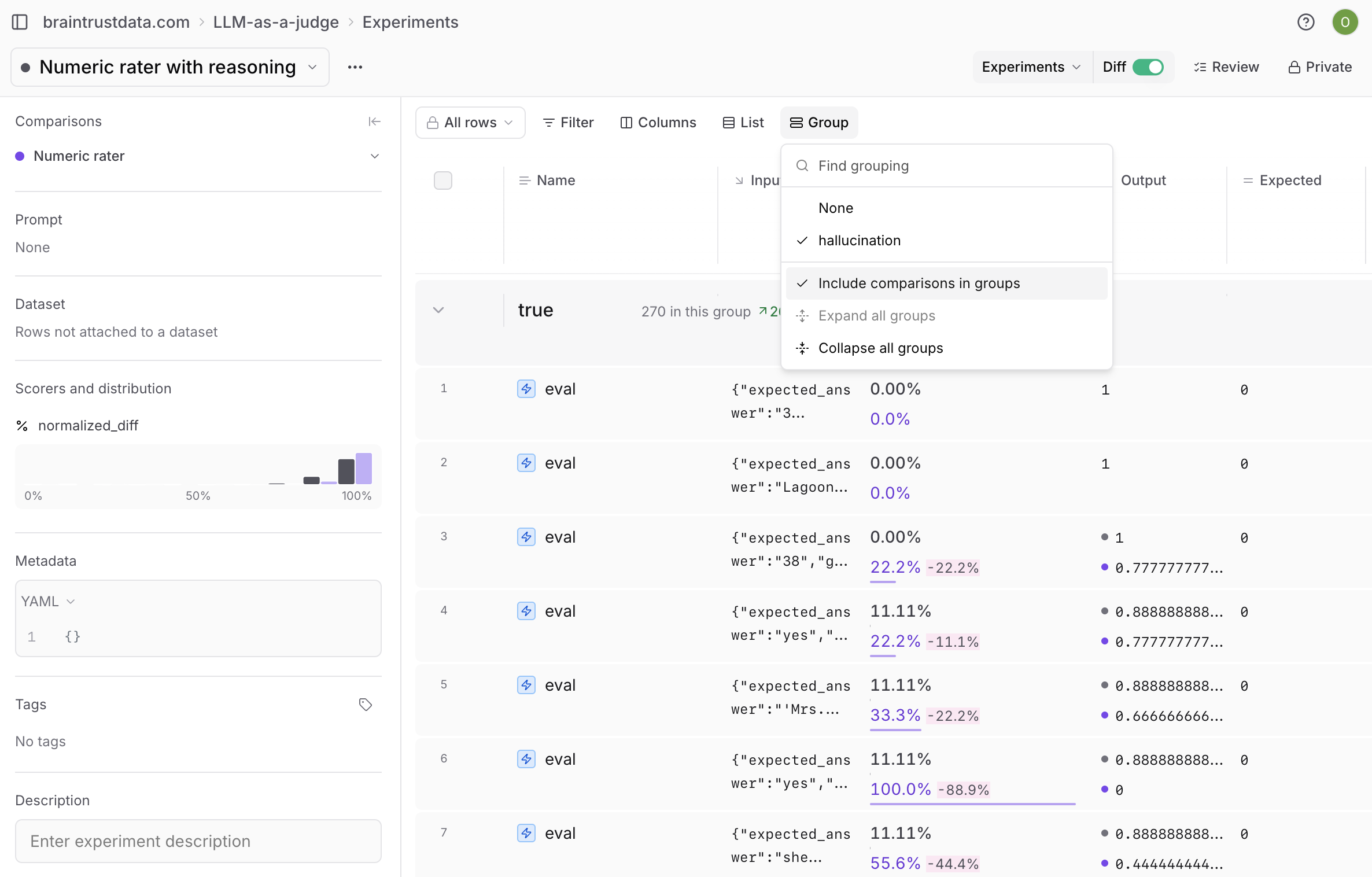 Include comparisons in group