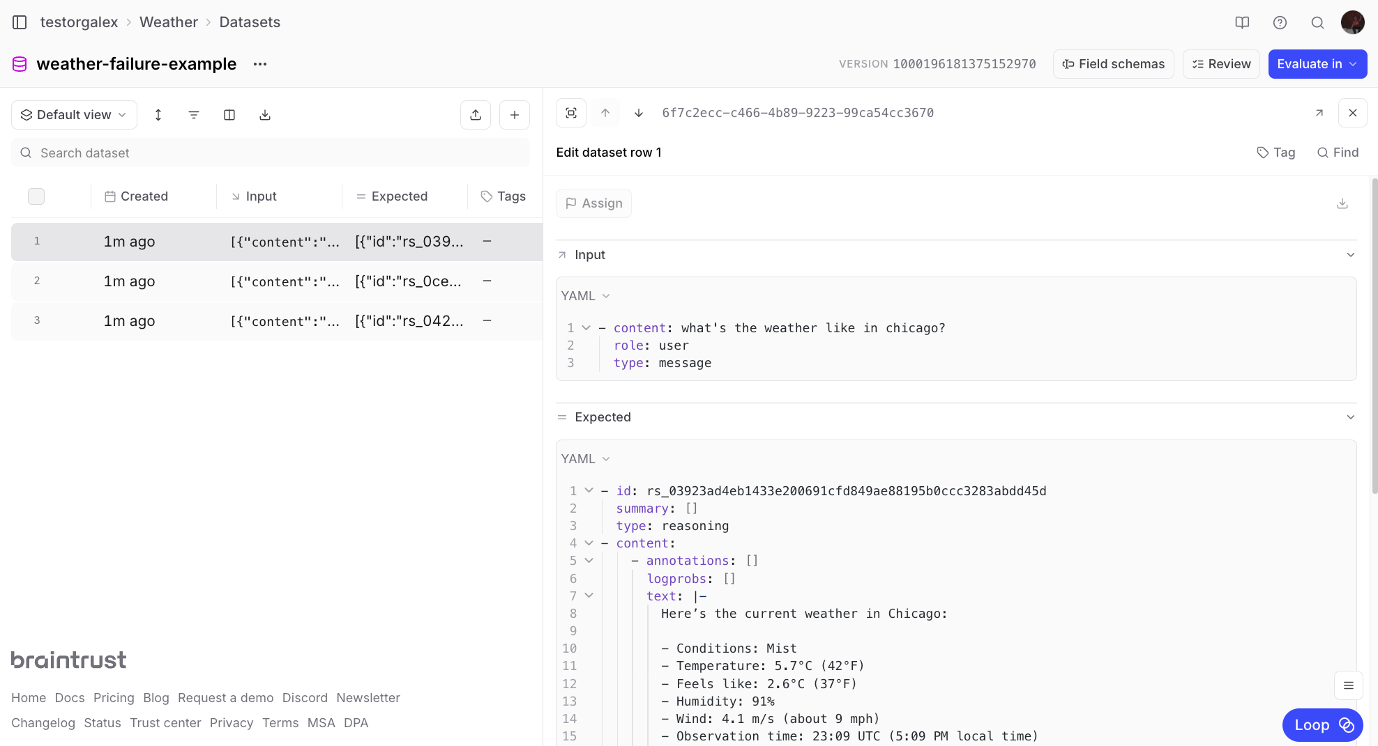 Dataset with extra columns