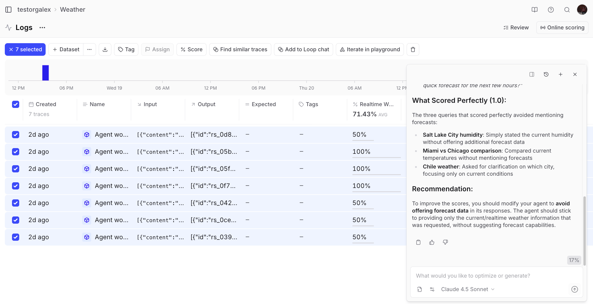 Loop analyzing logs
