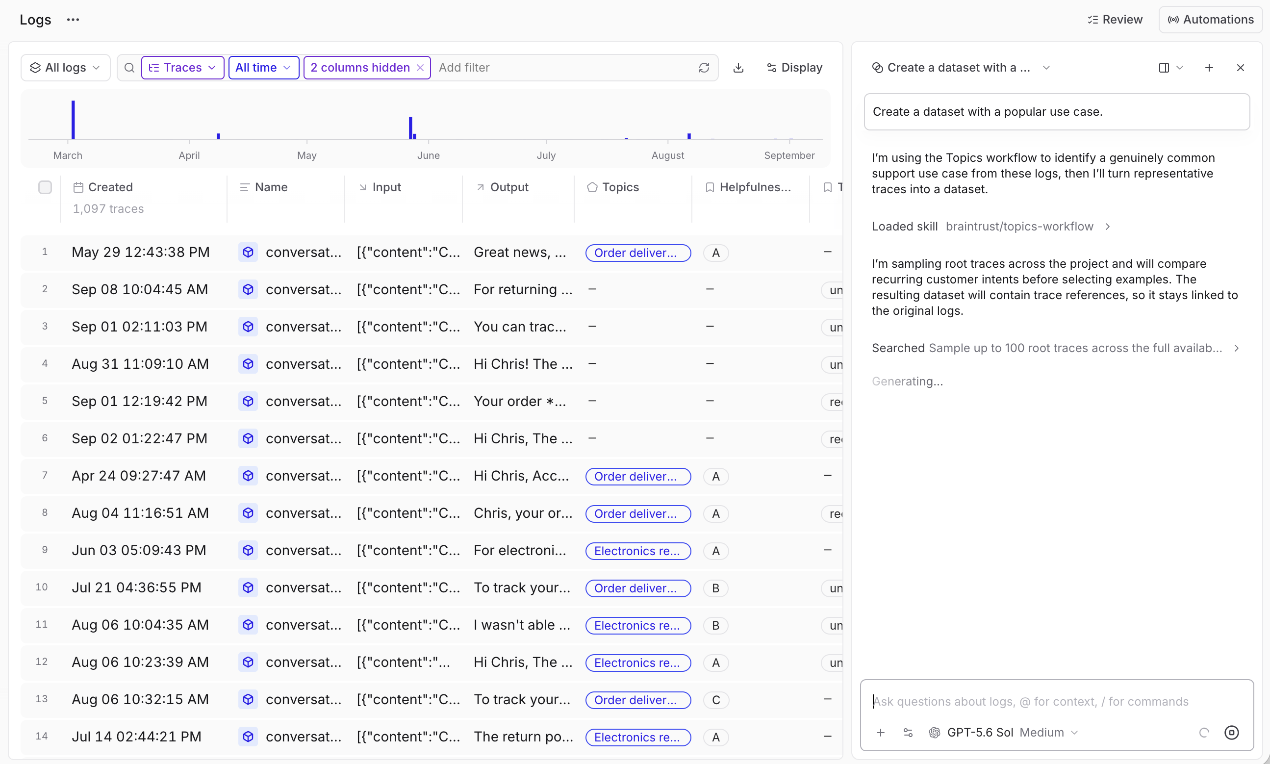 Generate dataset from logs