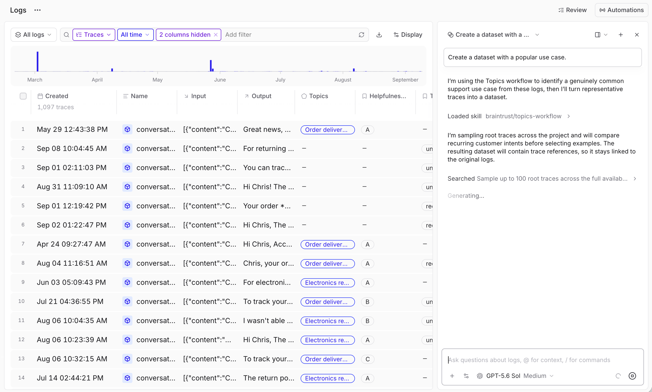 Generate dataset from logs