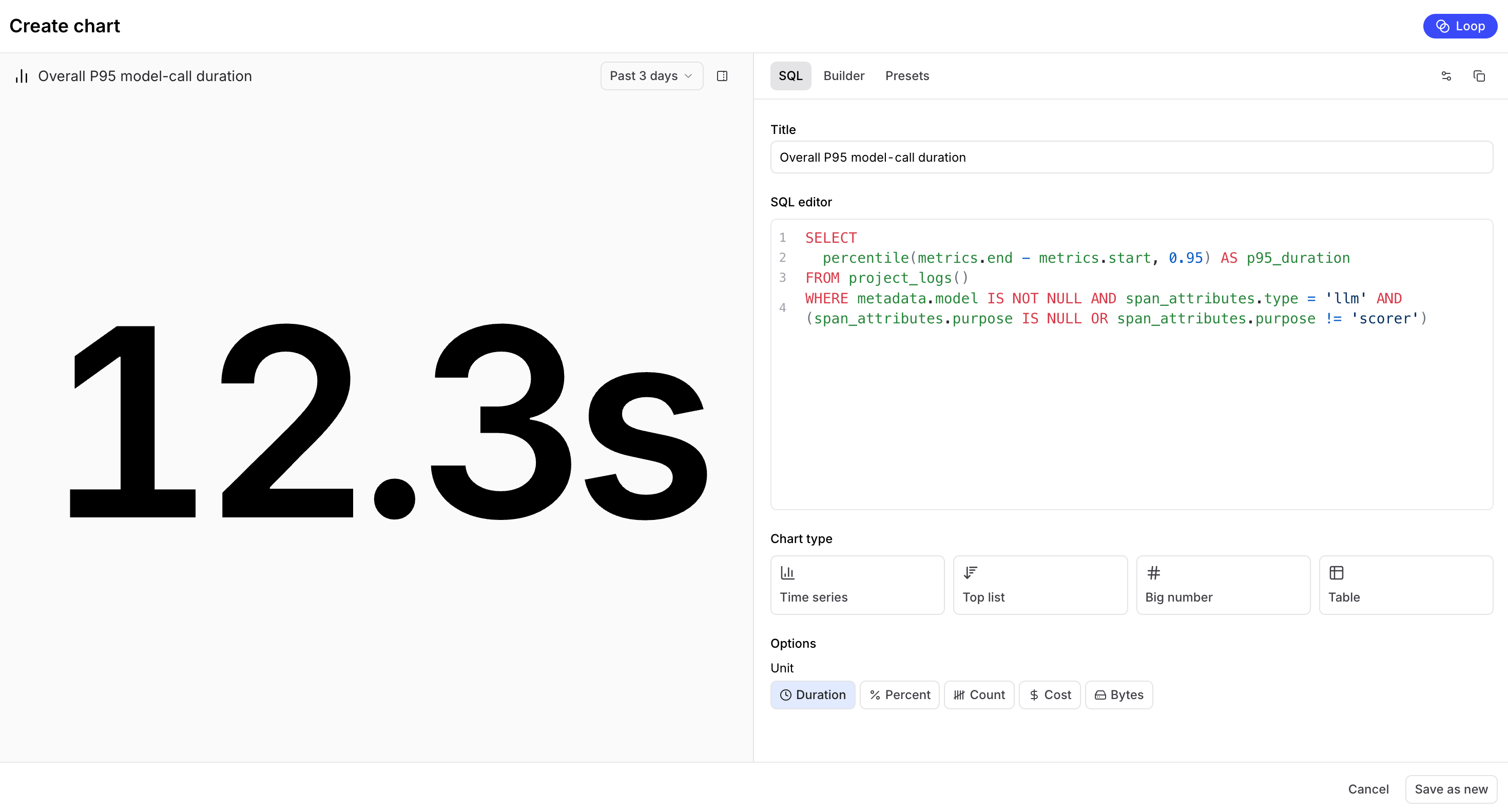 Big number chart editor
