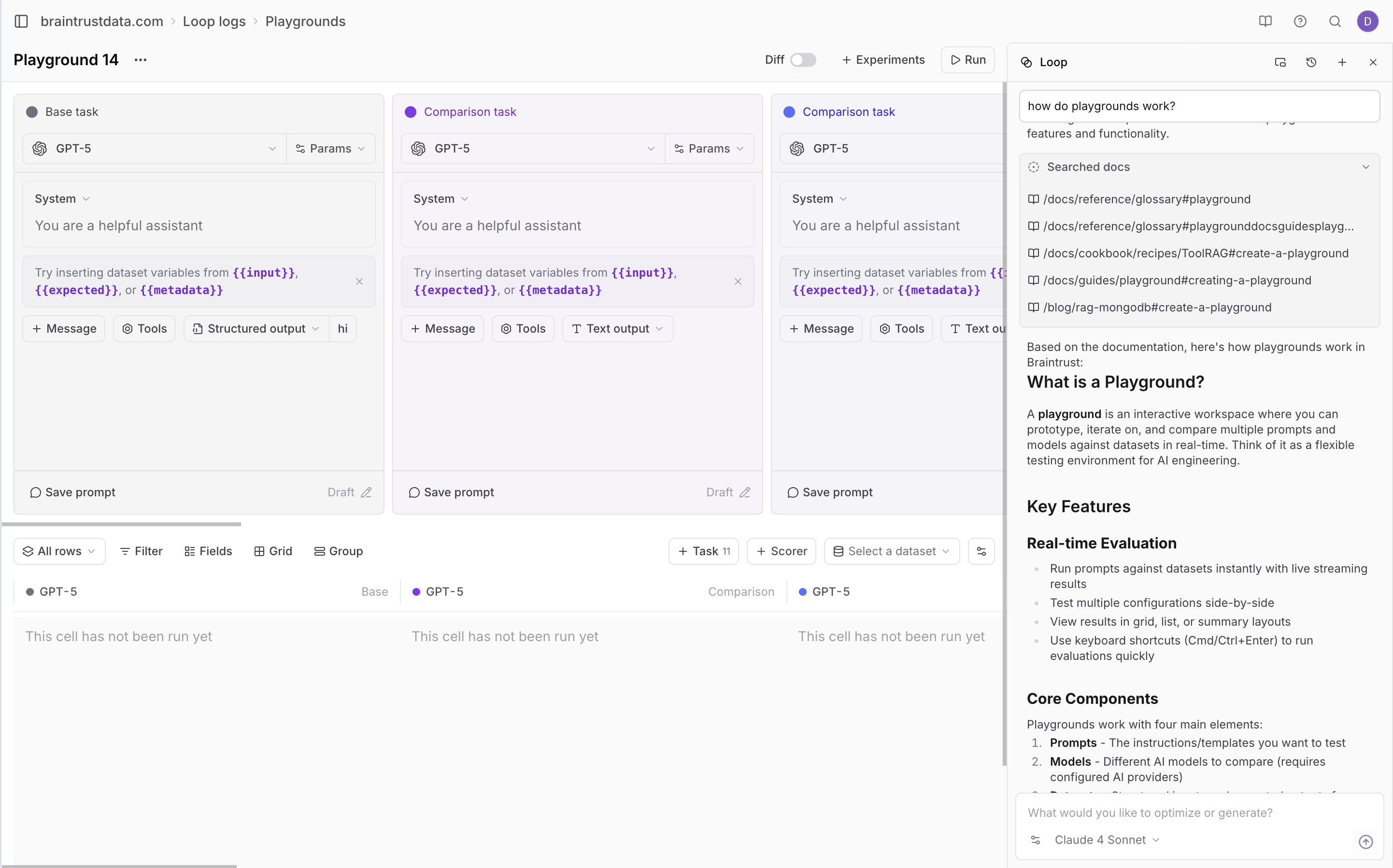 Search docs with loop