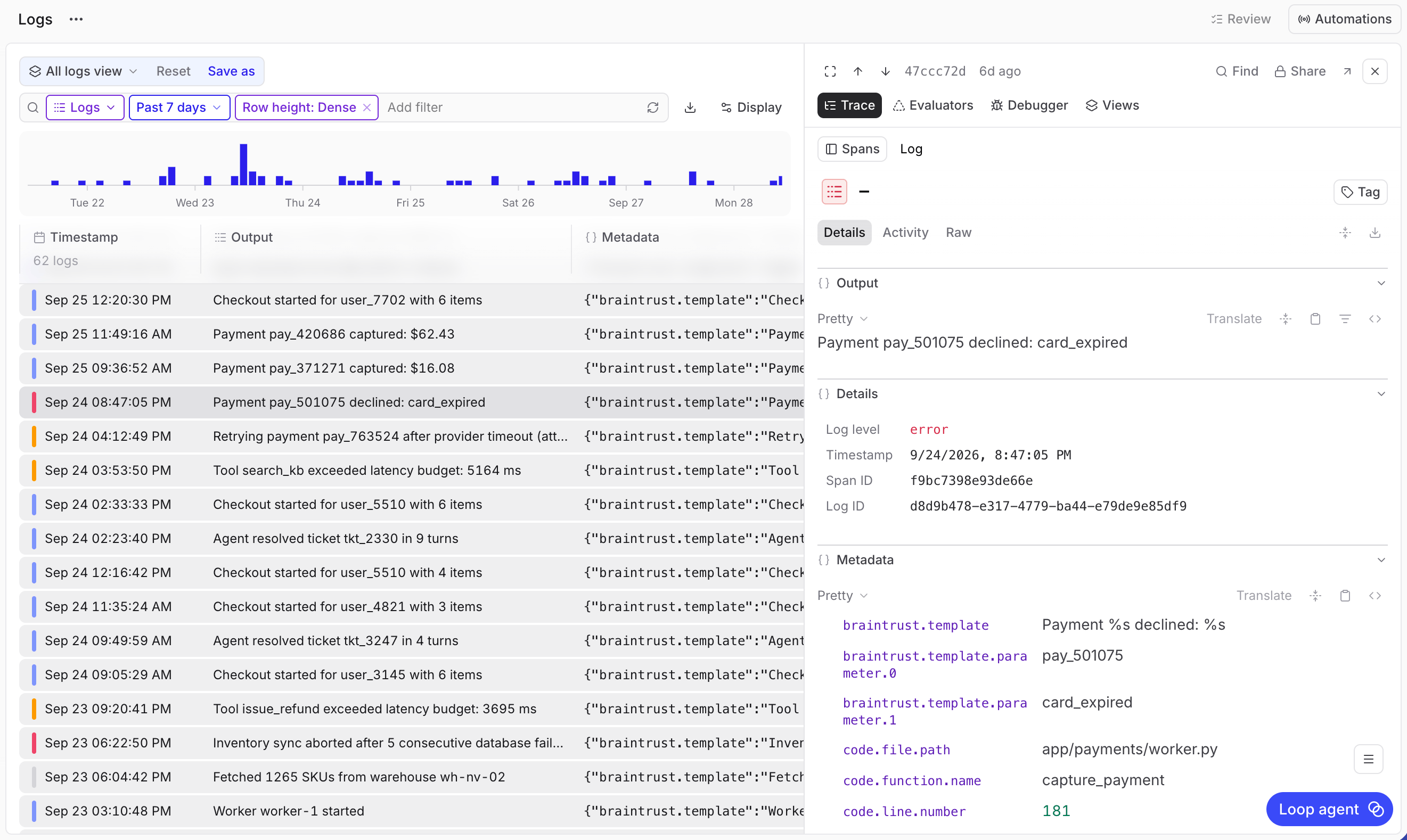Application logs