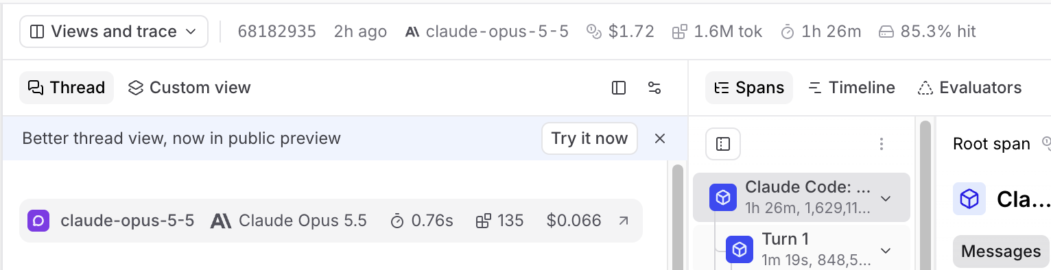The Better thread view, now in public preview banner with the Try it now button