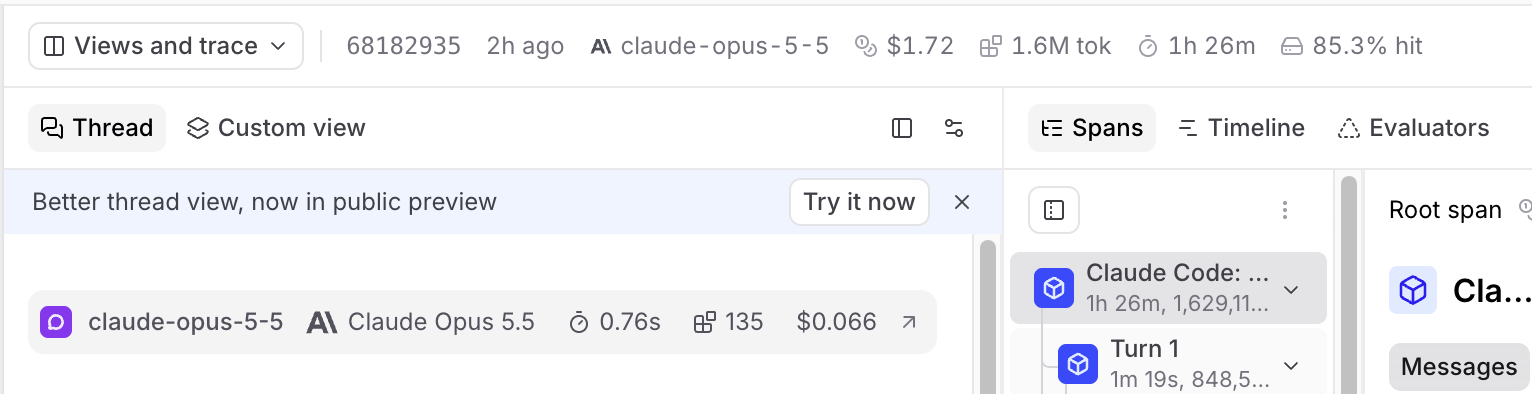 The Better thread view, now in public preview banner with the Try it now button