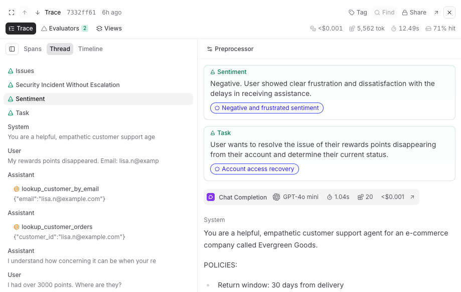 View trace as a conversation