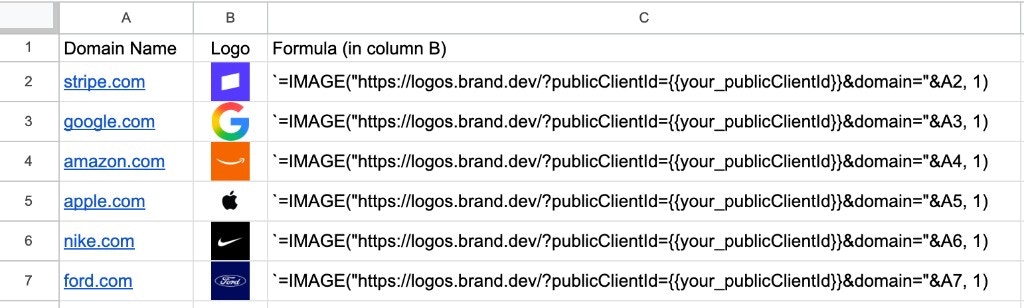 Logo Link in Google Sheets