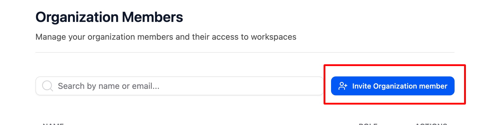 Where can I invite organization team members? screenshot 1
