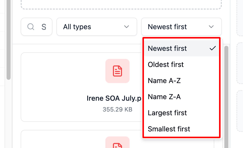 Can I filter files by the most recently added? screenshot 1