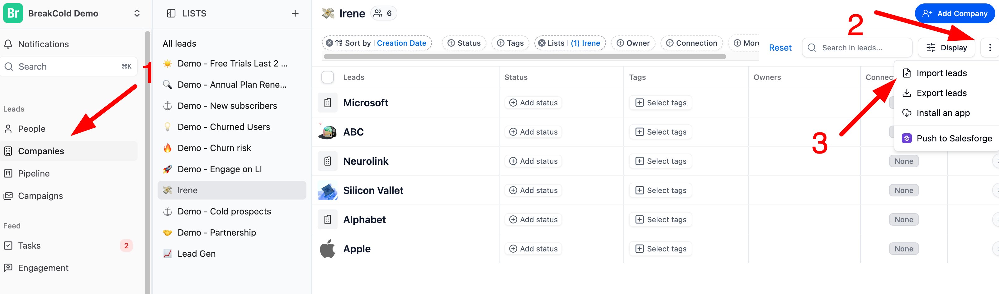 Can I import companies in bulk? screenshot 1
