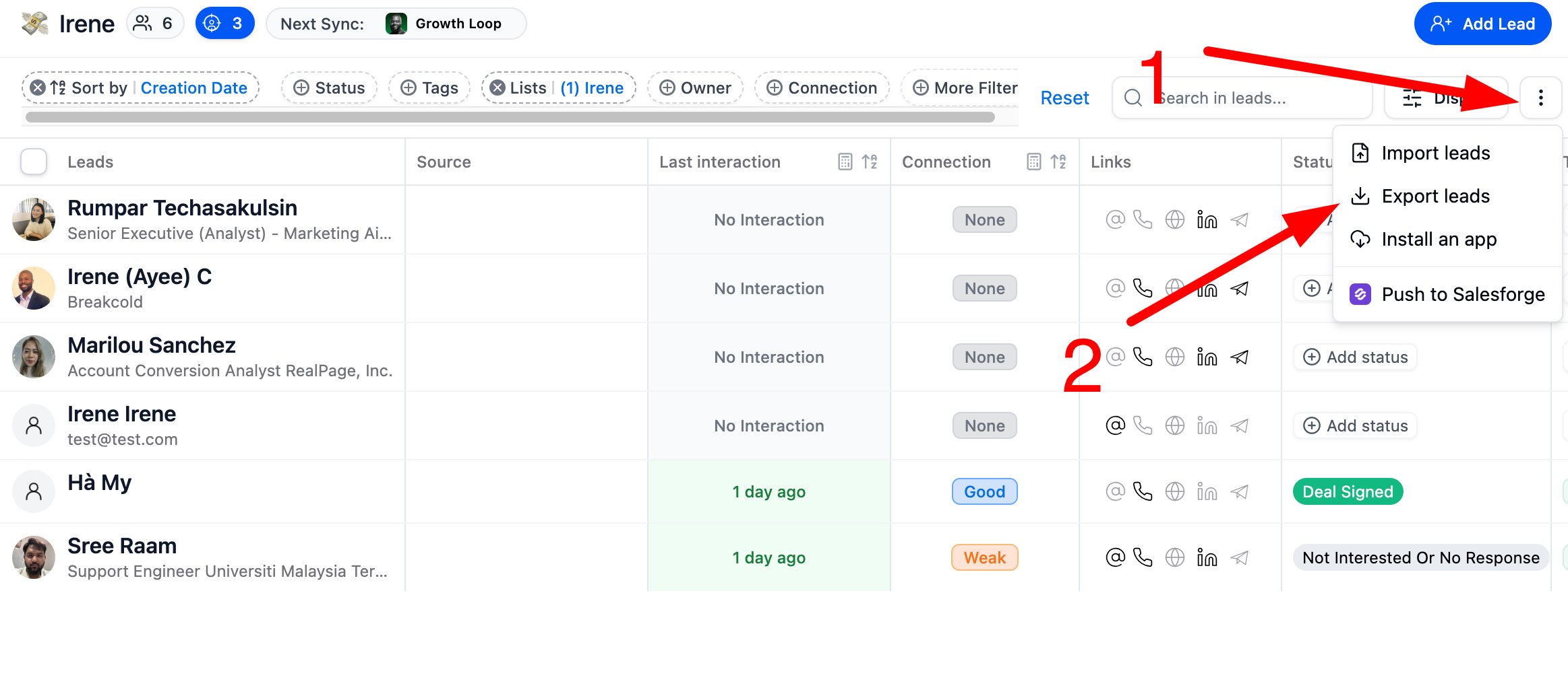 How do I export a list to CSV or Excel? screenshot 1