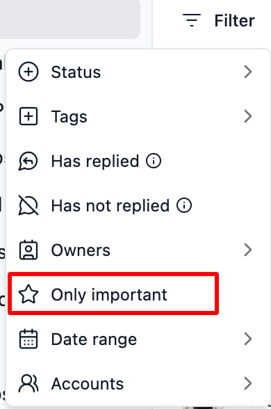 How can I find only important messages in my social inbox? screenshot 1