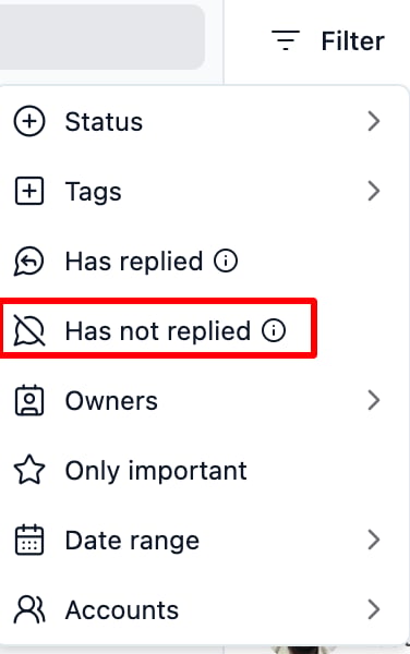 How do I view only messages that haven’t been replied to? screenshot 1