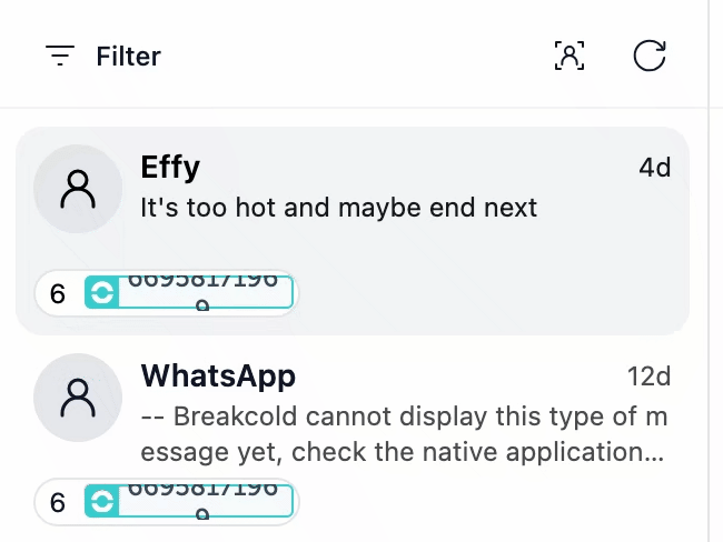 What does the Refresh button in the inbox do? screenshot 2