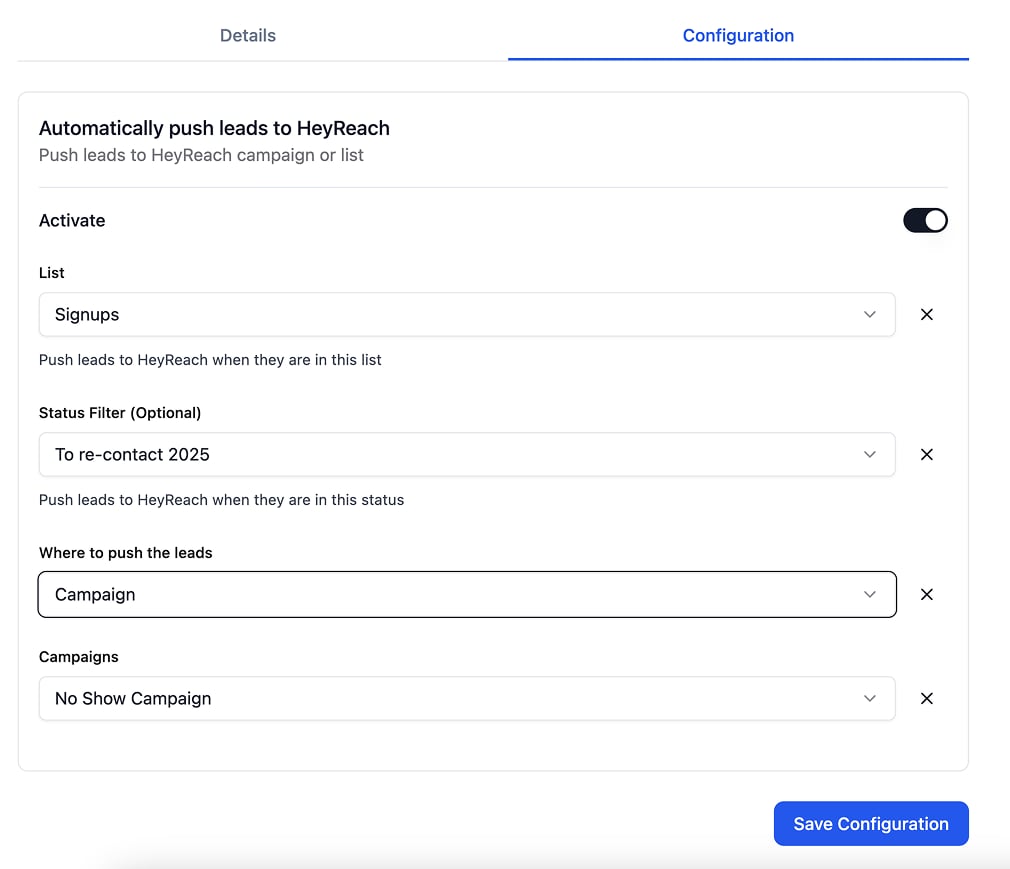 Native CRM integration: HeyReach for smooth LinkedIn Workflows 🎉 screenshot 3