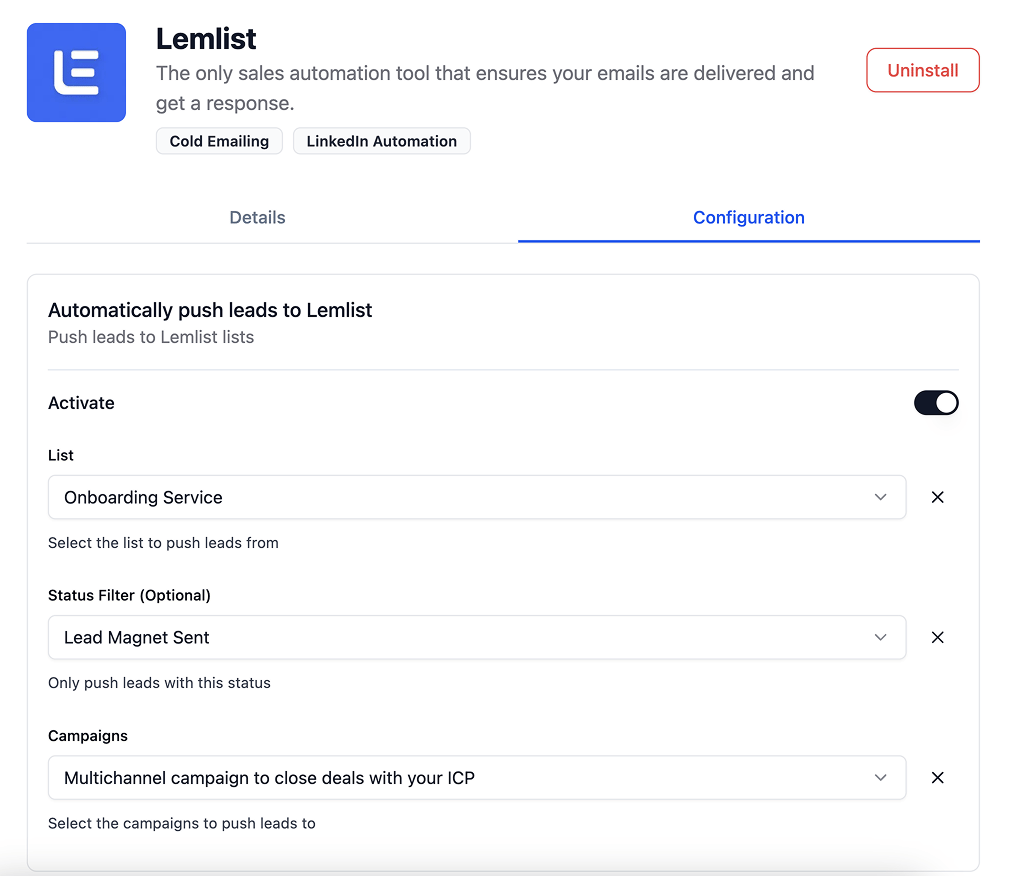 native CRM integration: Lemlist w/ quick interview with CEO 🎉 screenshot 3