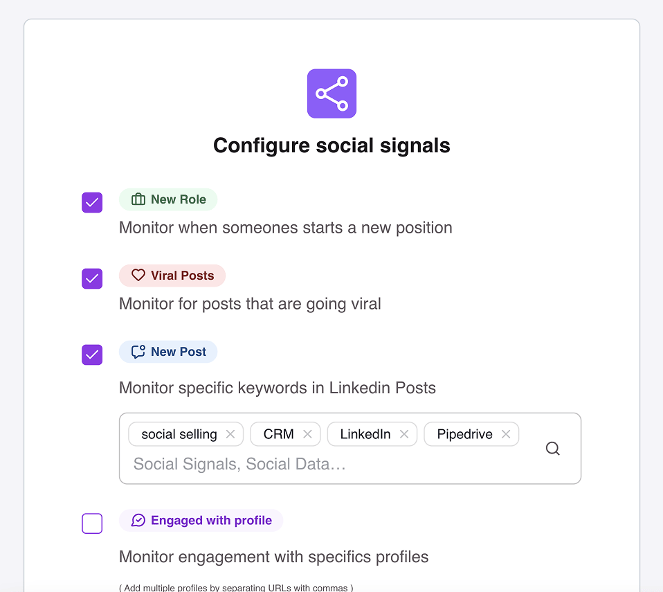 native CRM integration: TRIGIFY for social signals 🎉 screenshot 4