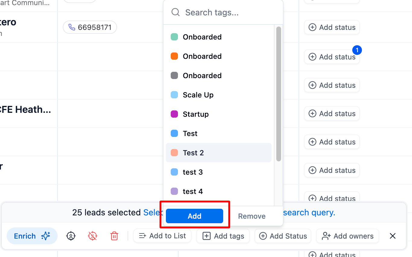 How to Bulk Add Tags to Contacts/Leads? screenshot 1