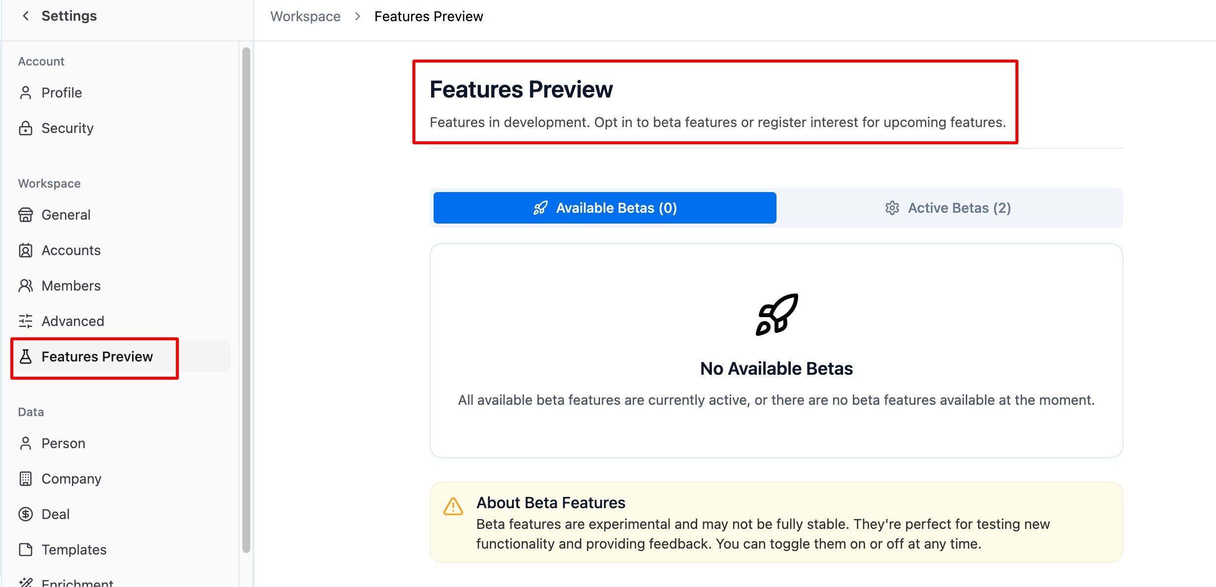Is there a way to track what beta features are coming? screenshot 1