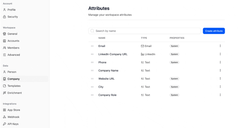 Where can I manage company custom and native attributes? screenshot 1