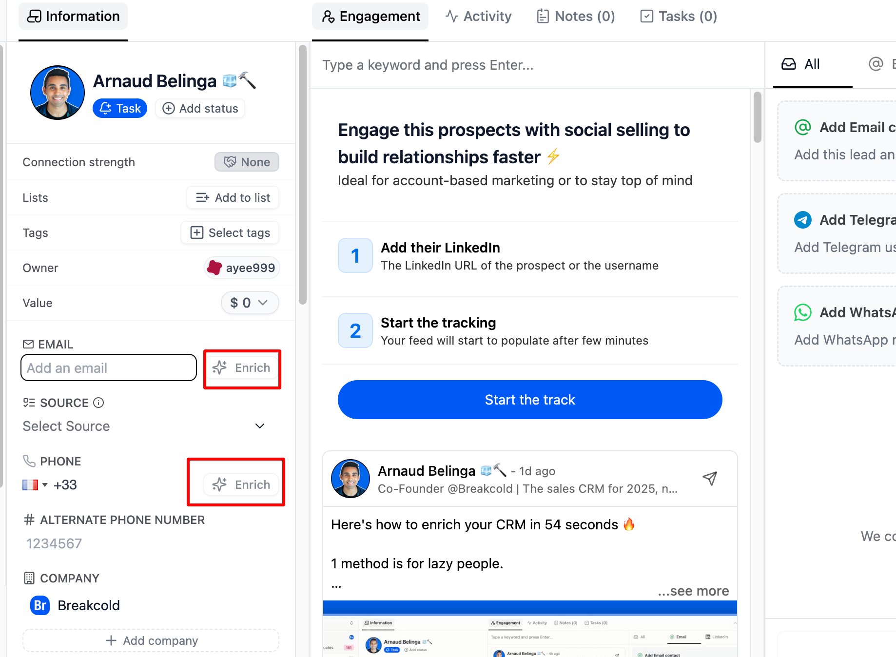 Can I enrich a single lead manually? screenshot 1