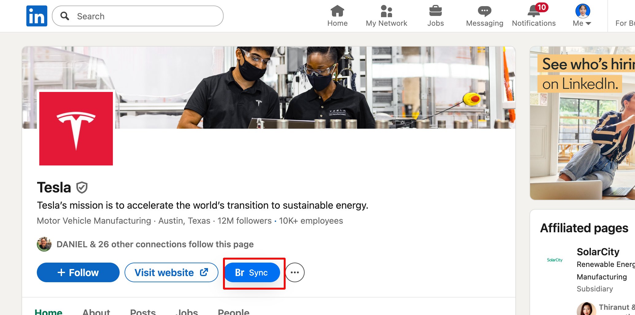 Can I add a company via the LinkedIn extension? screenshot 1