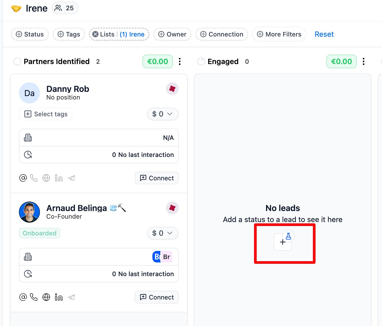Can I add leads directly in the pipeline? screenshot 1