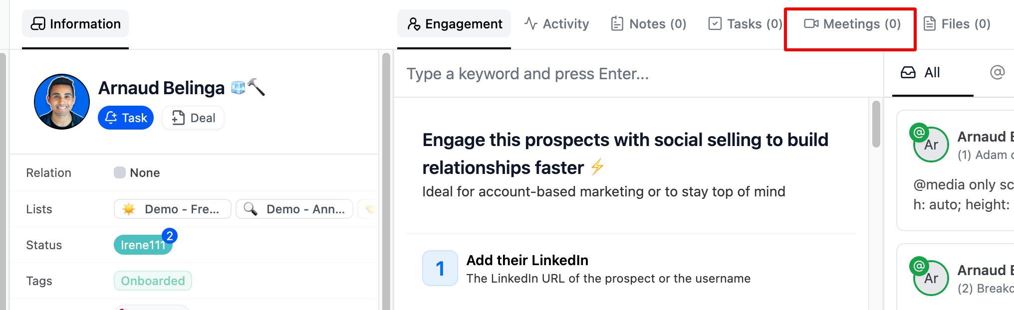 Can I view both video and text transcripts inside a lead or deal? screenshot 1