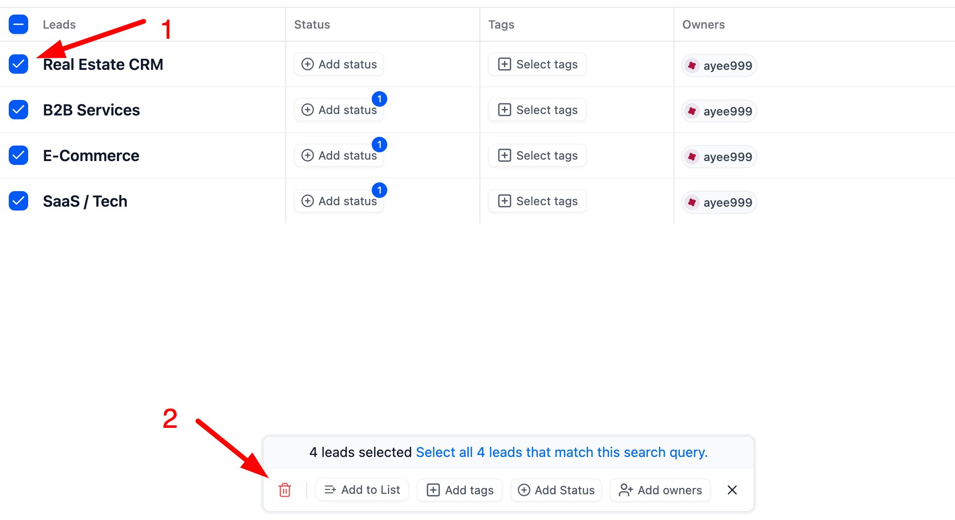 How can I delete multiple deals at once? screenshot 1