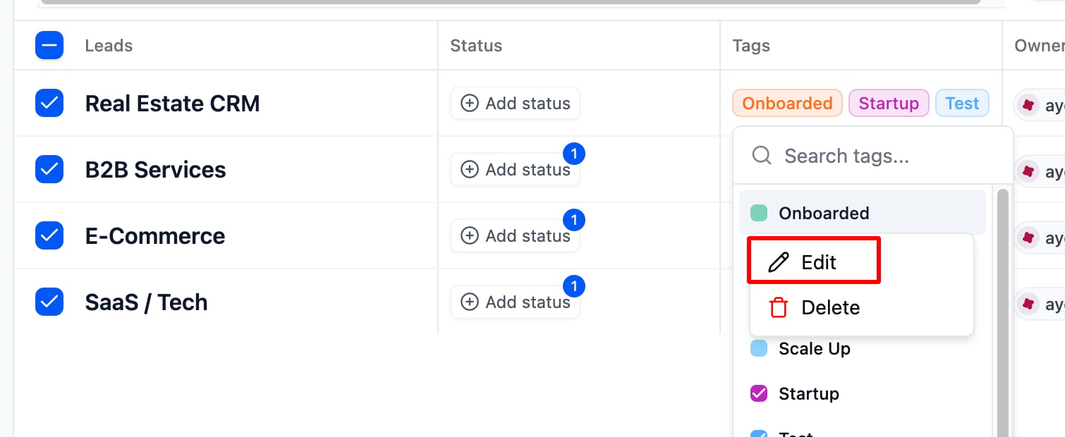 How can I edit the tag on my existing deals? screenshot 1