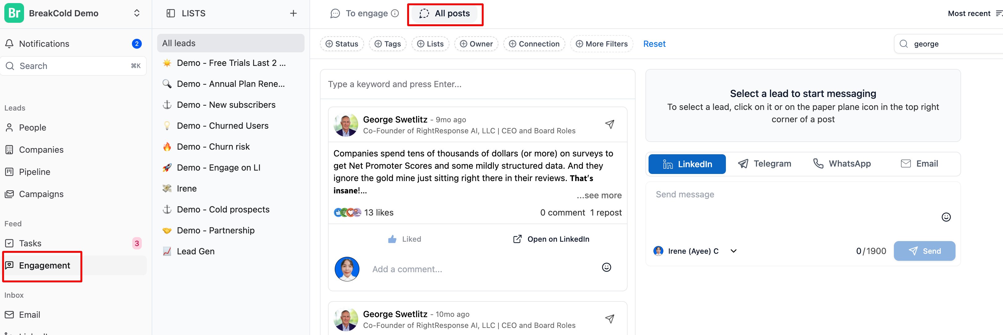What is the Engagement Feed? screenshot 2