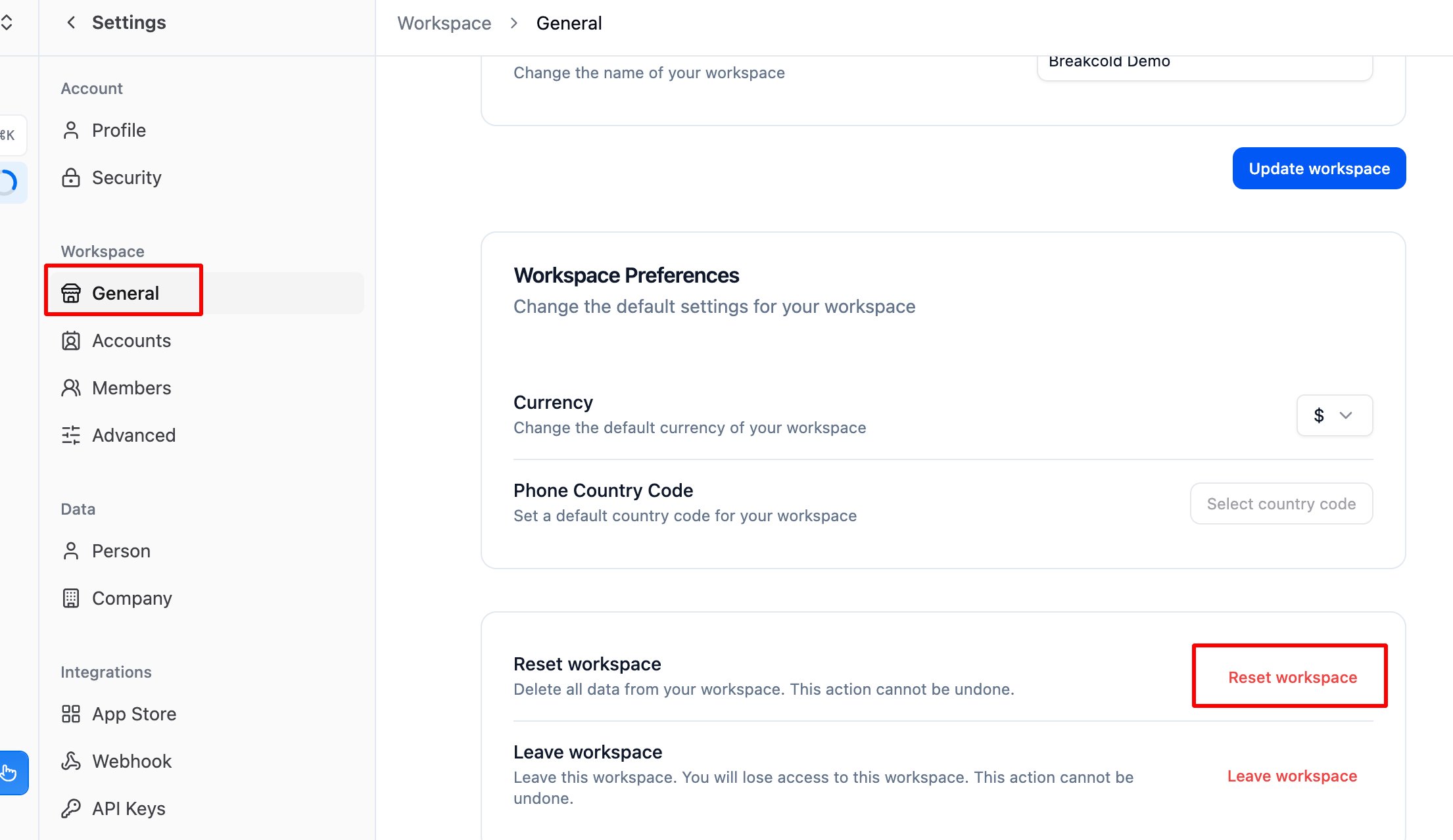 Can I reset my workspace? screenshot 1