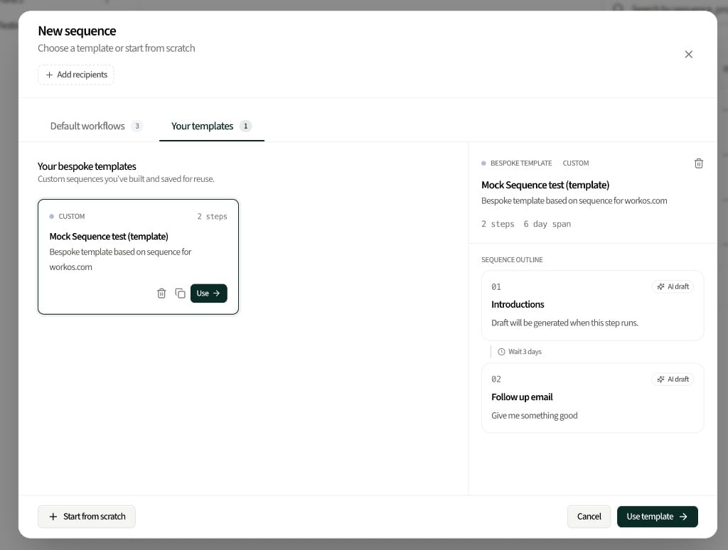 Bespoke sequence templates