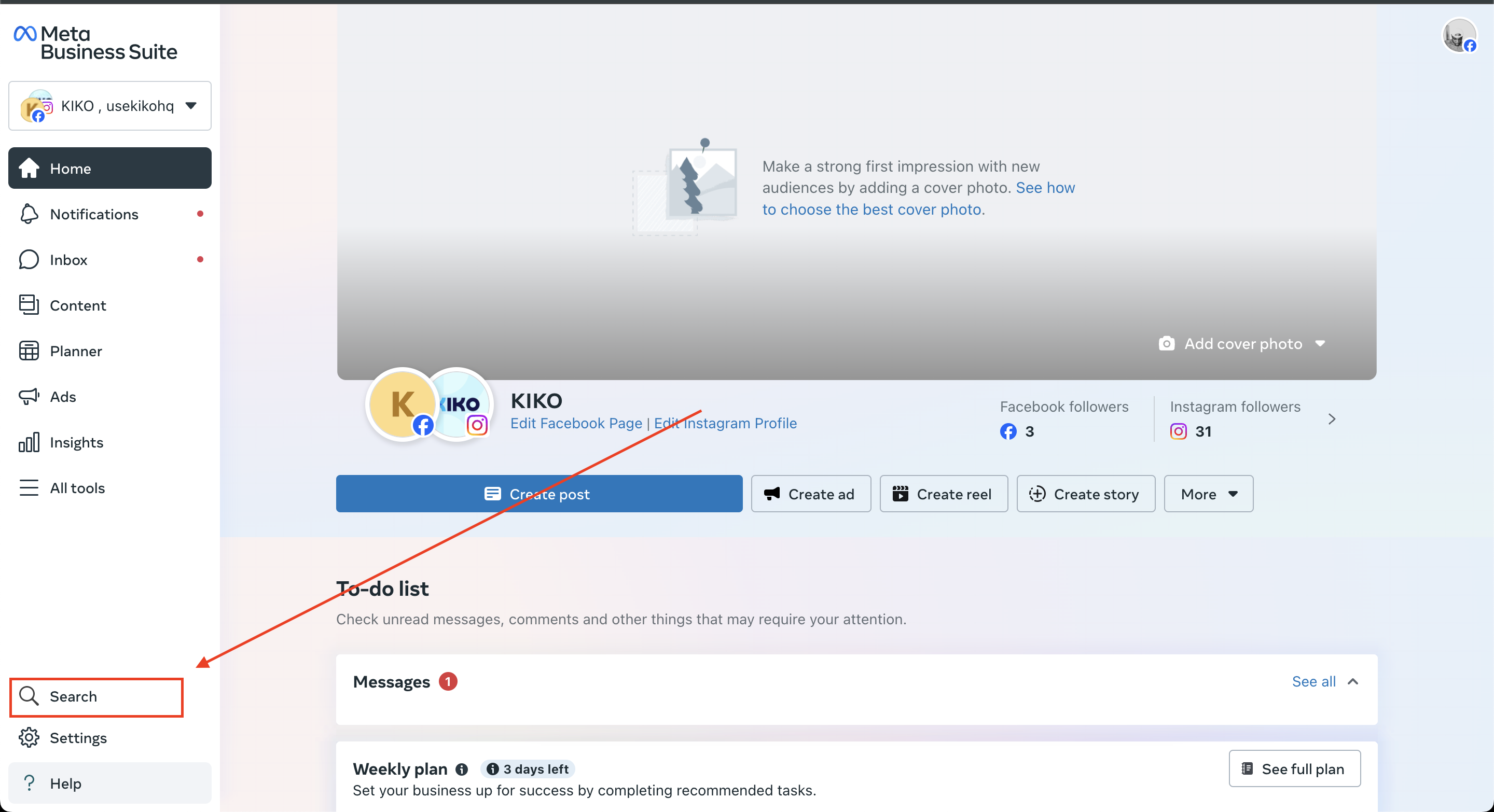 WhatsApp Search Step 1