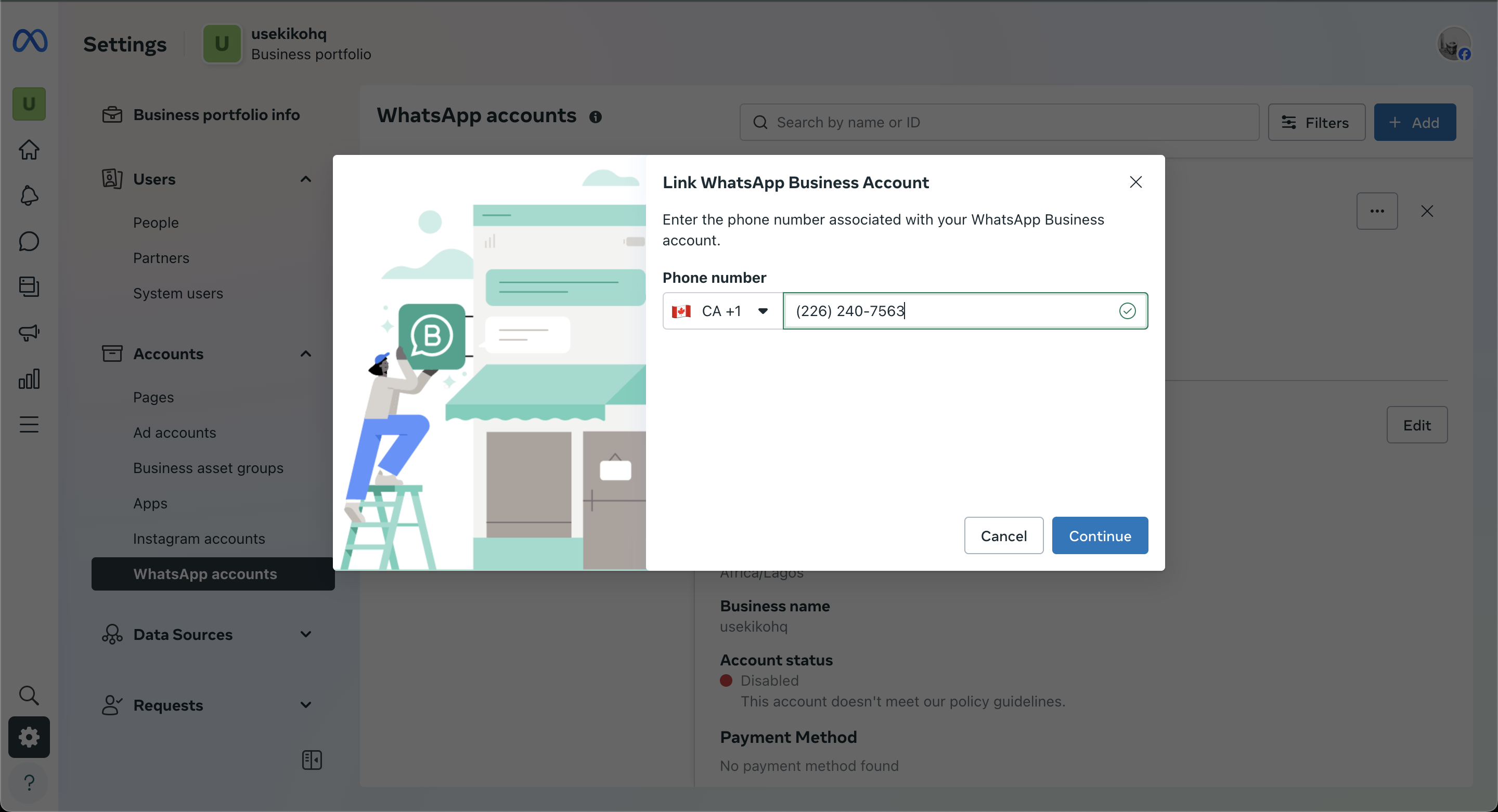 Add new Whatsapp Number for verification