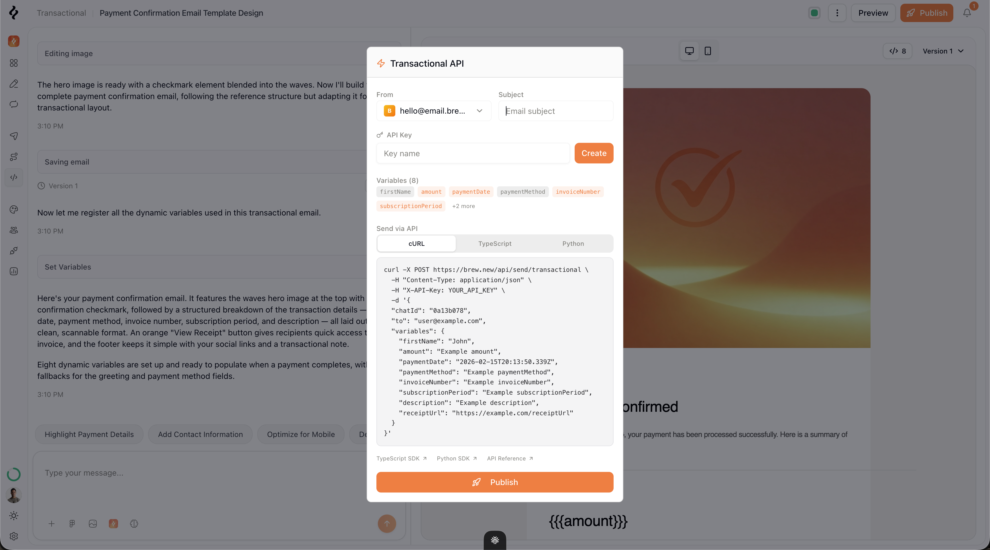 Transactional emails in Brew
