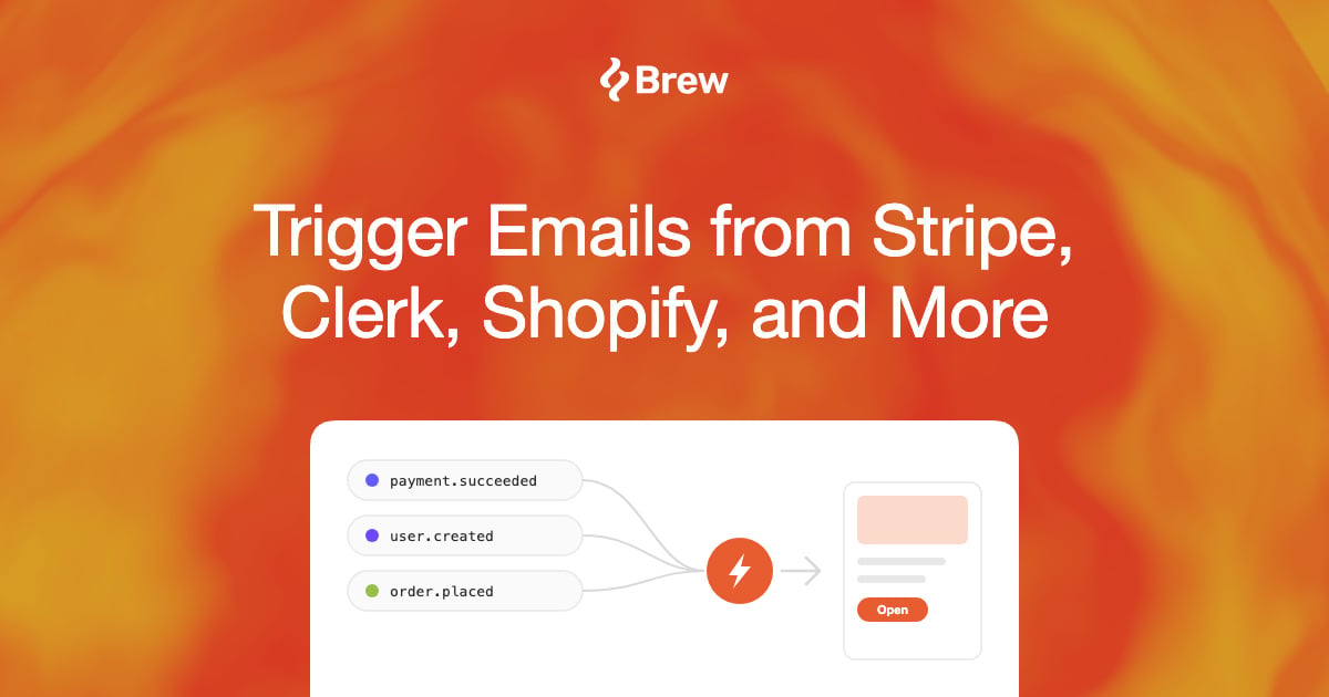 Trigger Emails from Stripe, Clerk, Shopify, and More