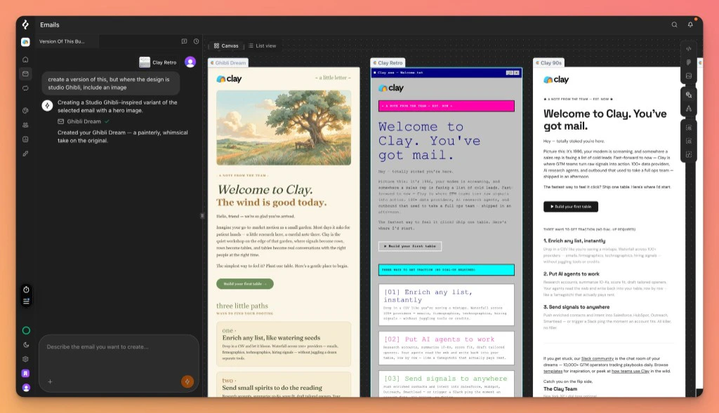 Prompting Brew to create email variants