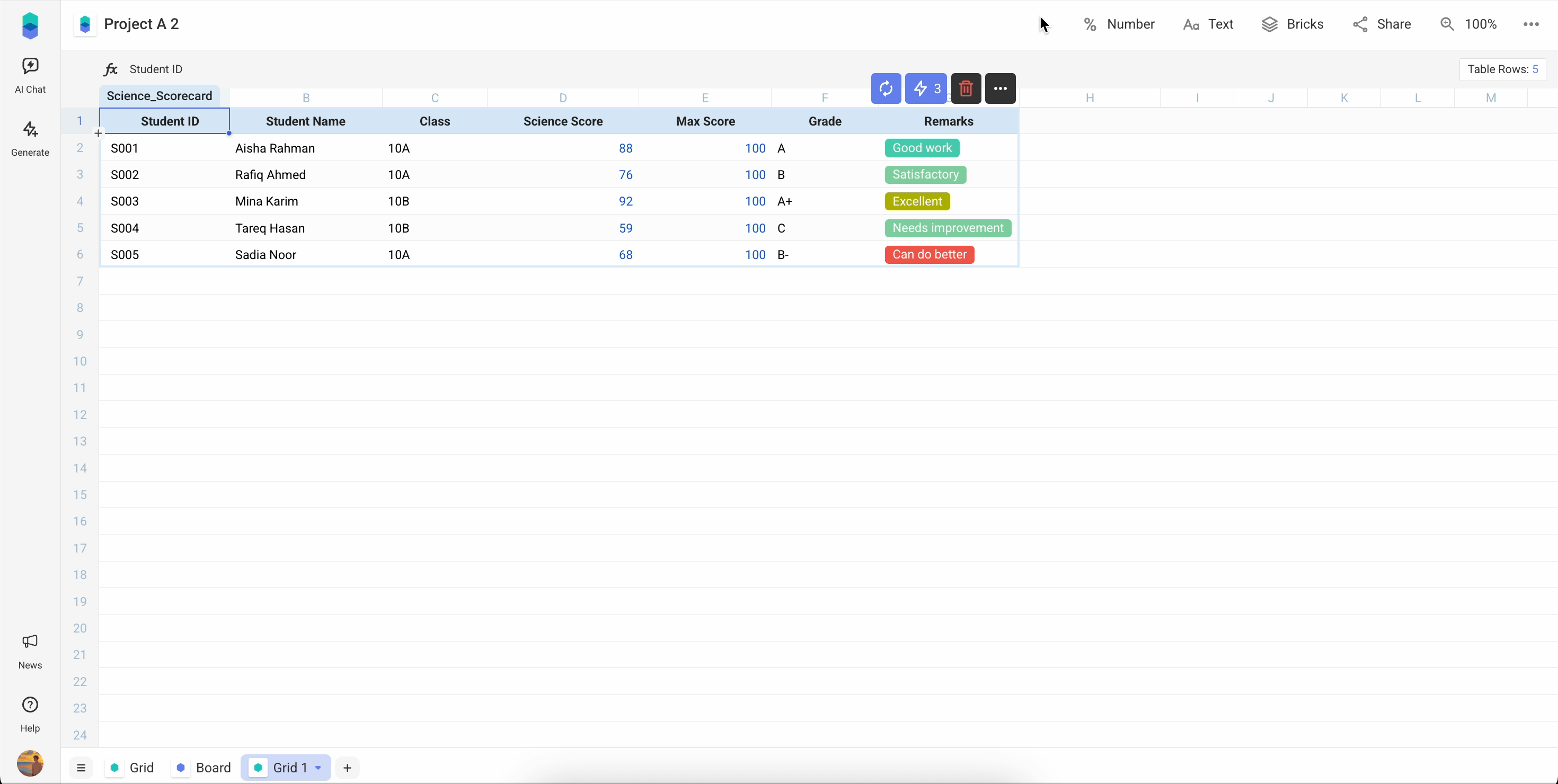 Sample prompt history