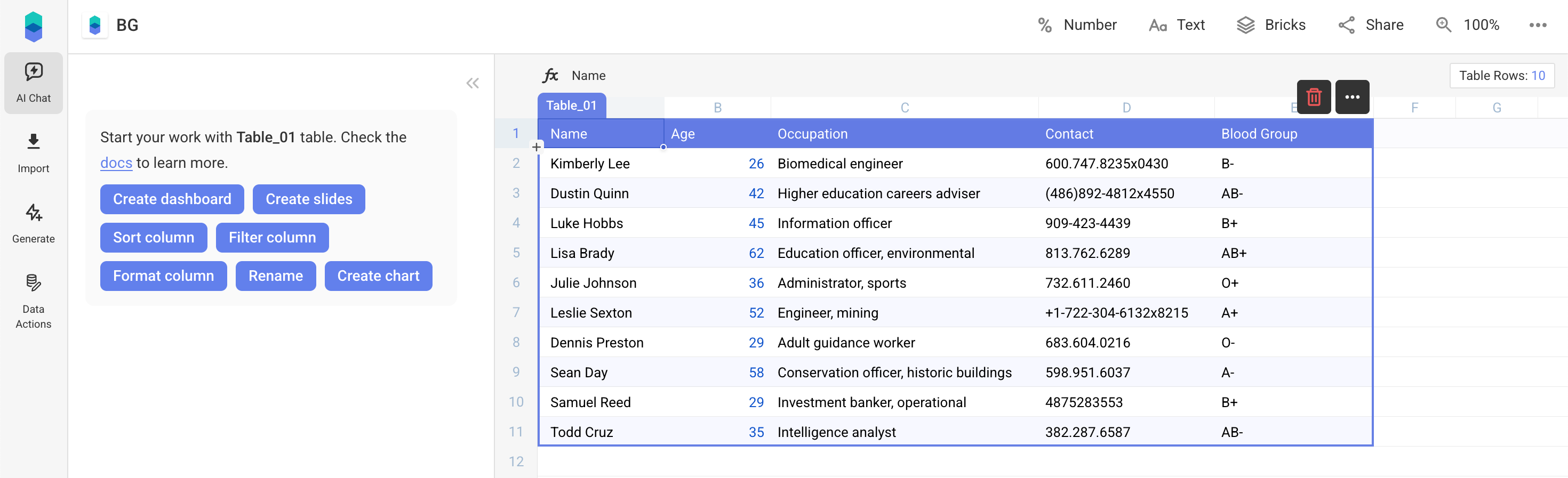 Create from imported data