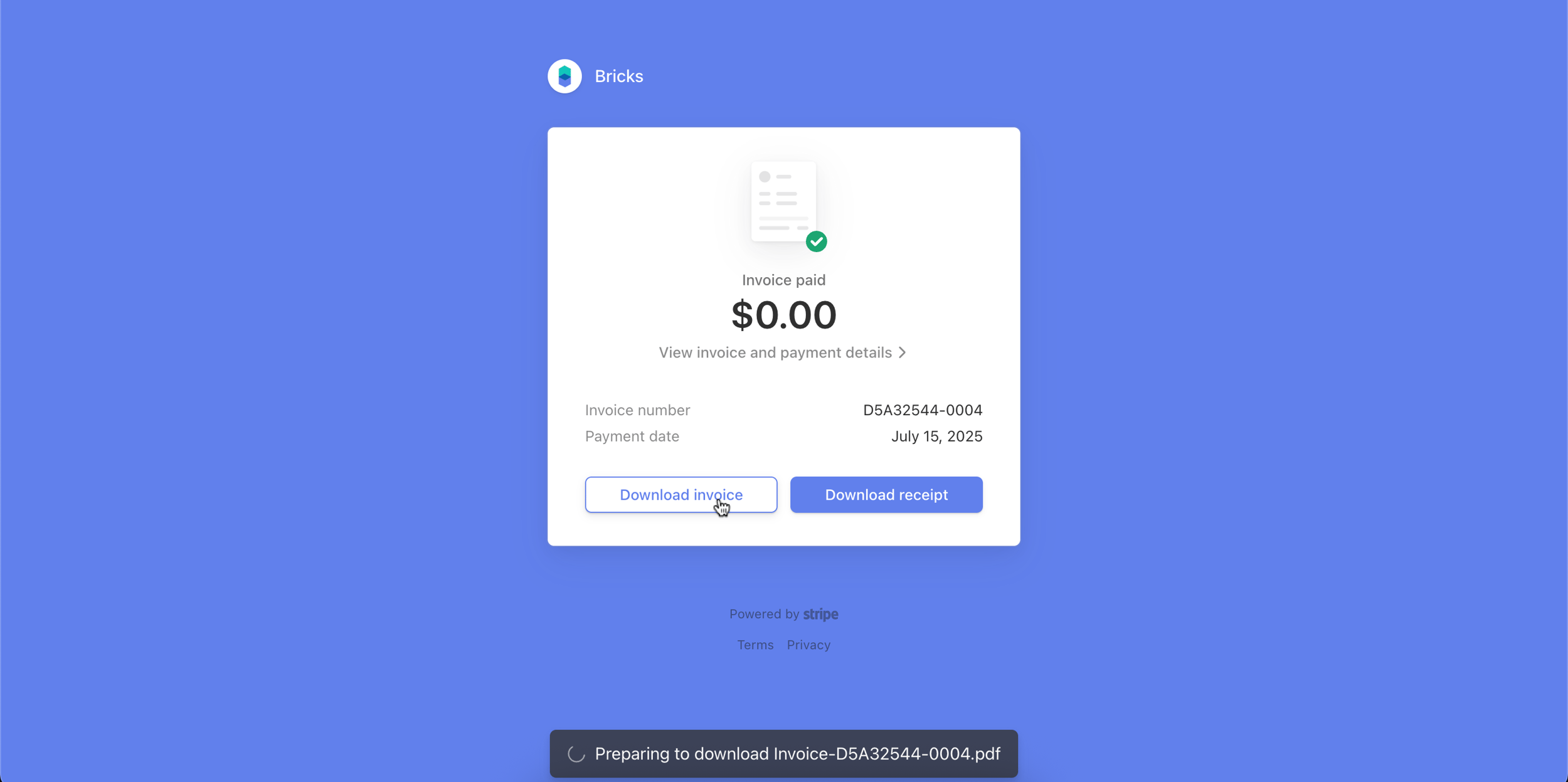 Billing History & Invoices - Bricks