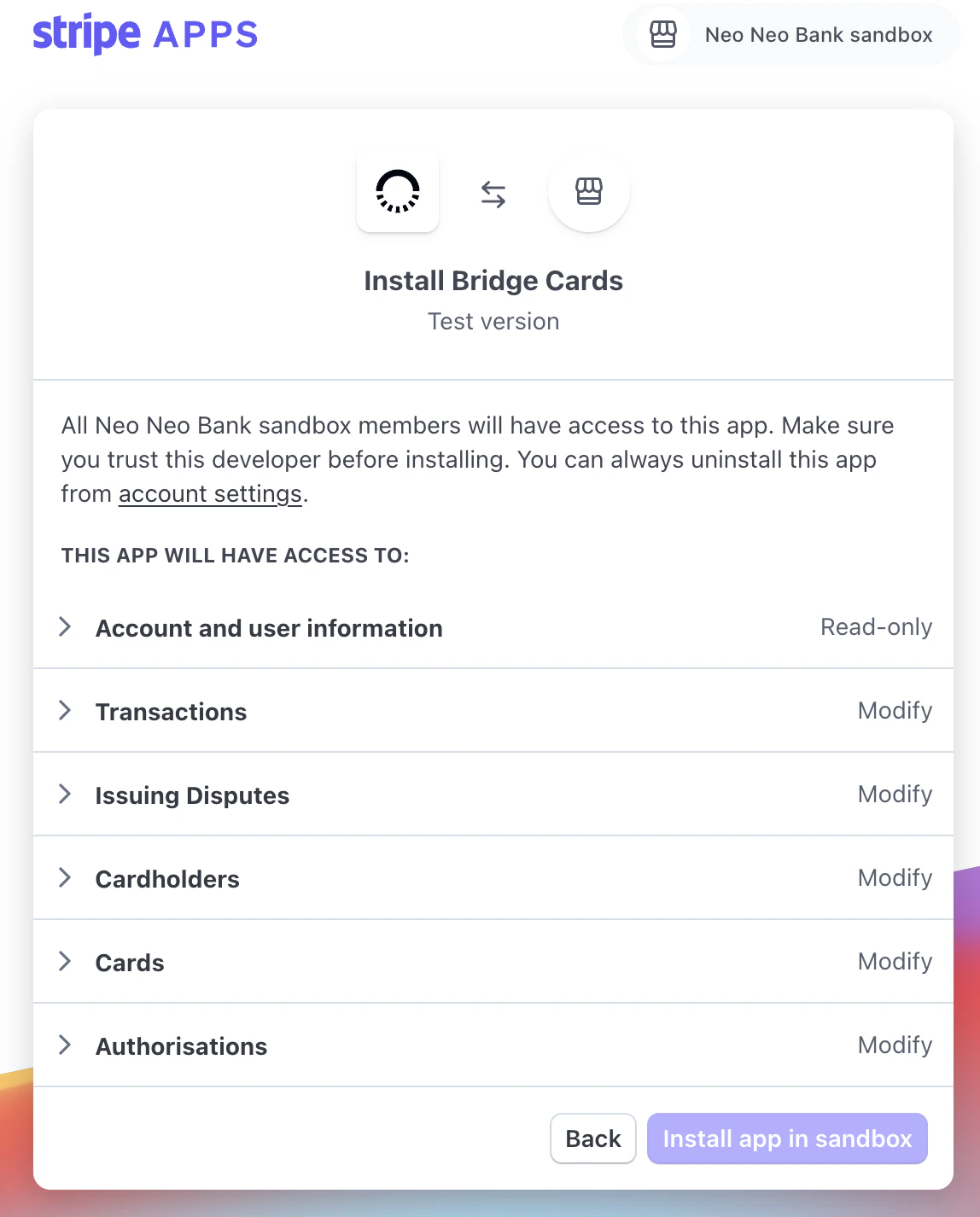 Bridge developer account connection flow