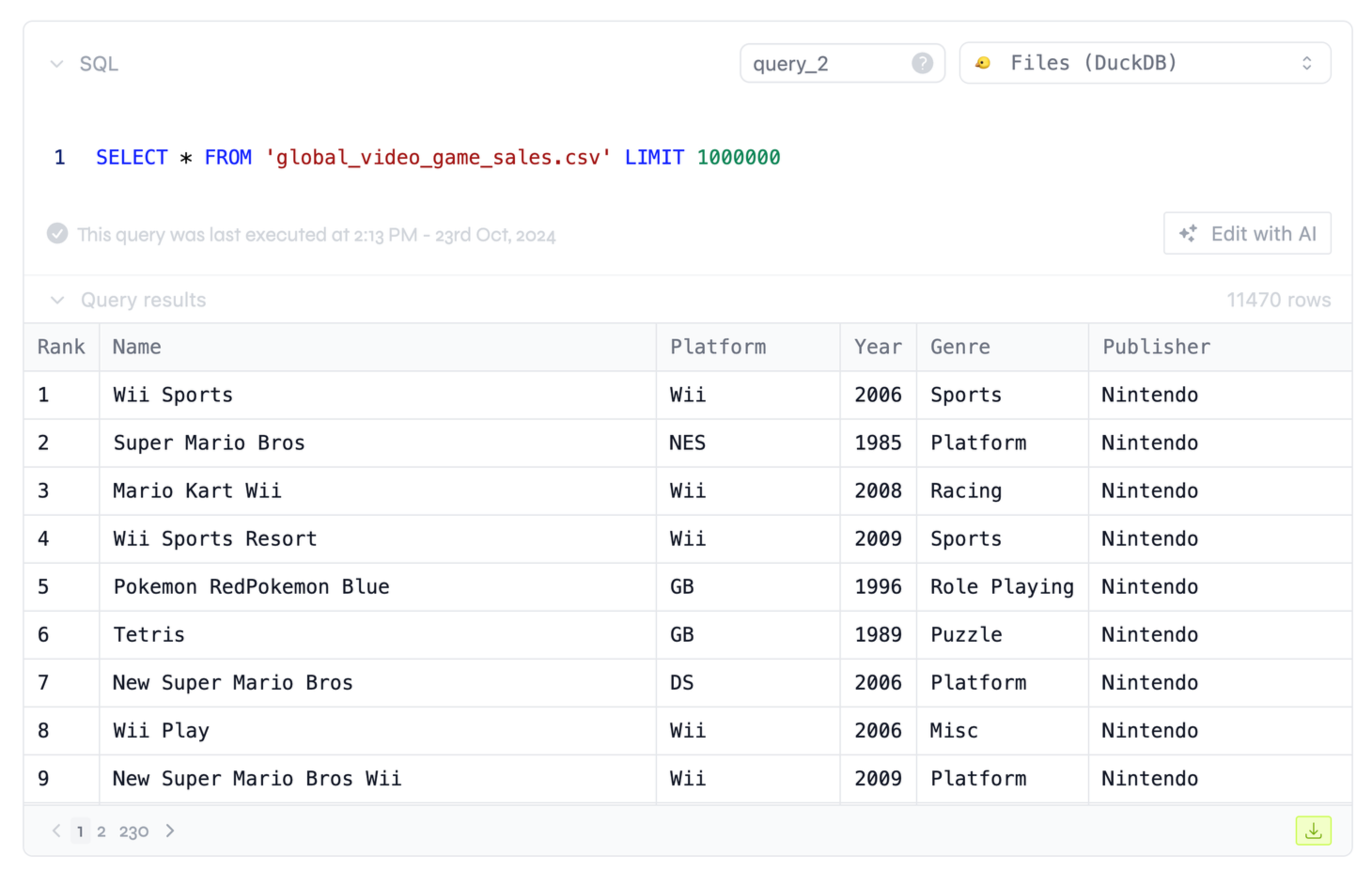 Querying a file in DuckDB