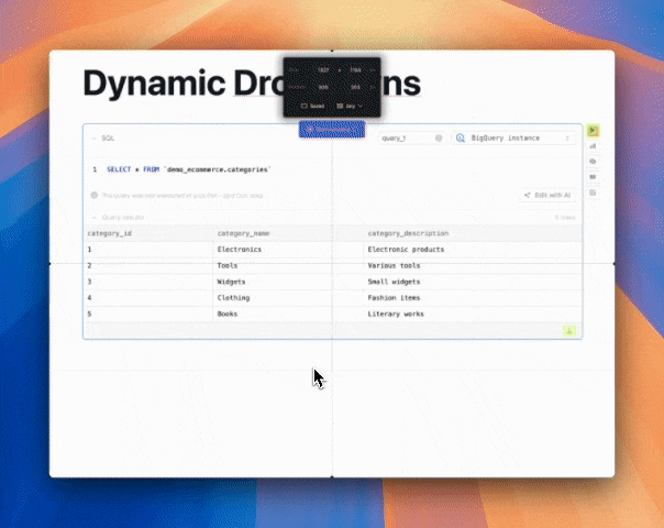 Using a dropdown block with dynamic values