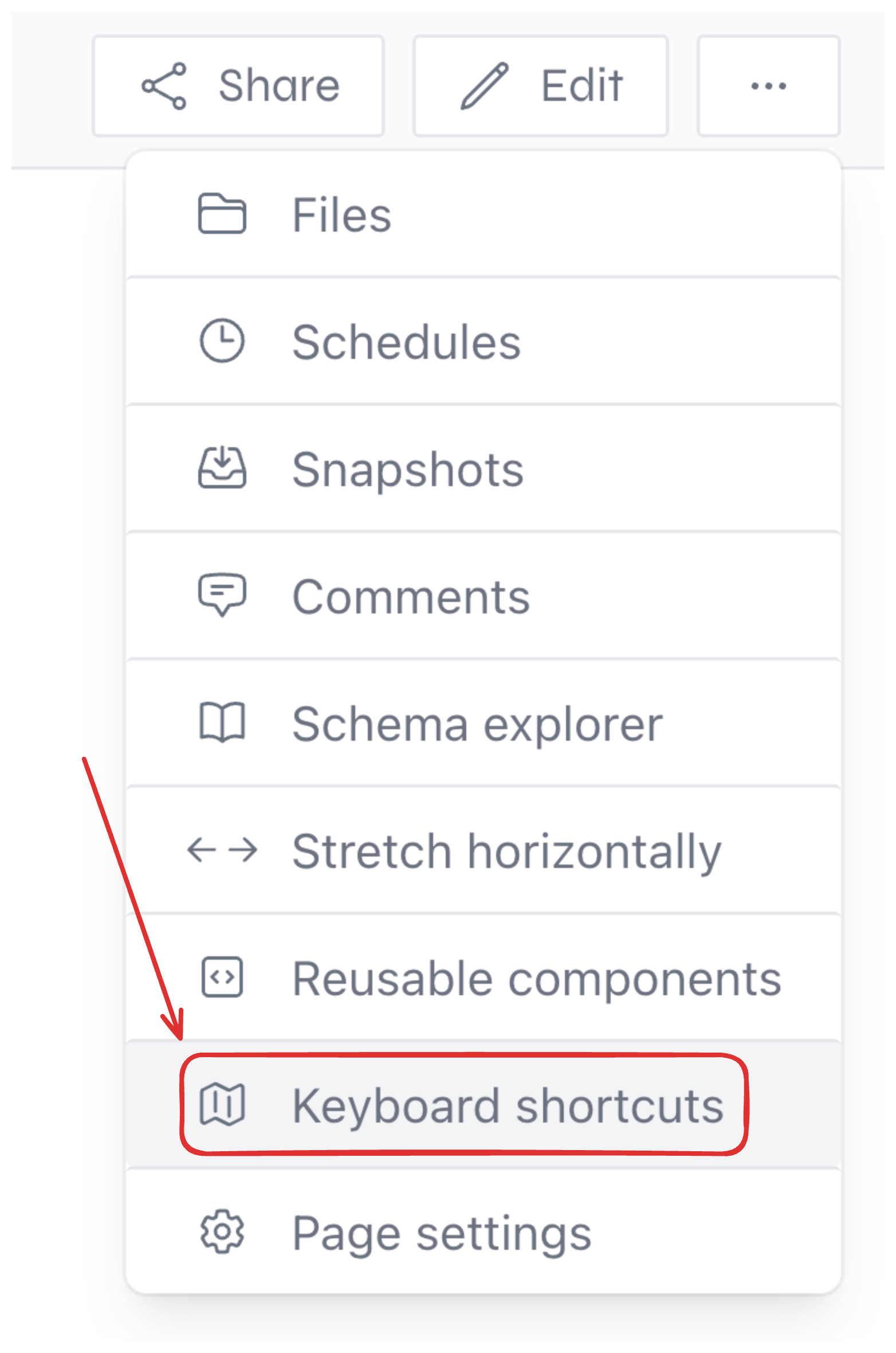 Opening the keyboard shortcuts panel