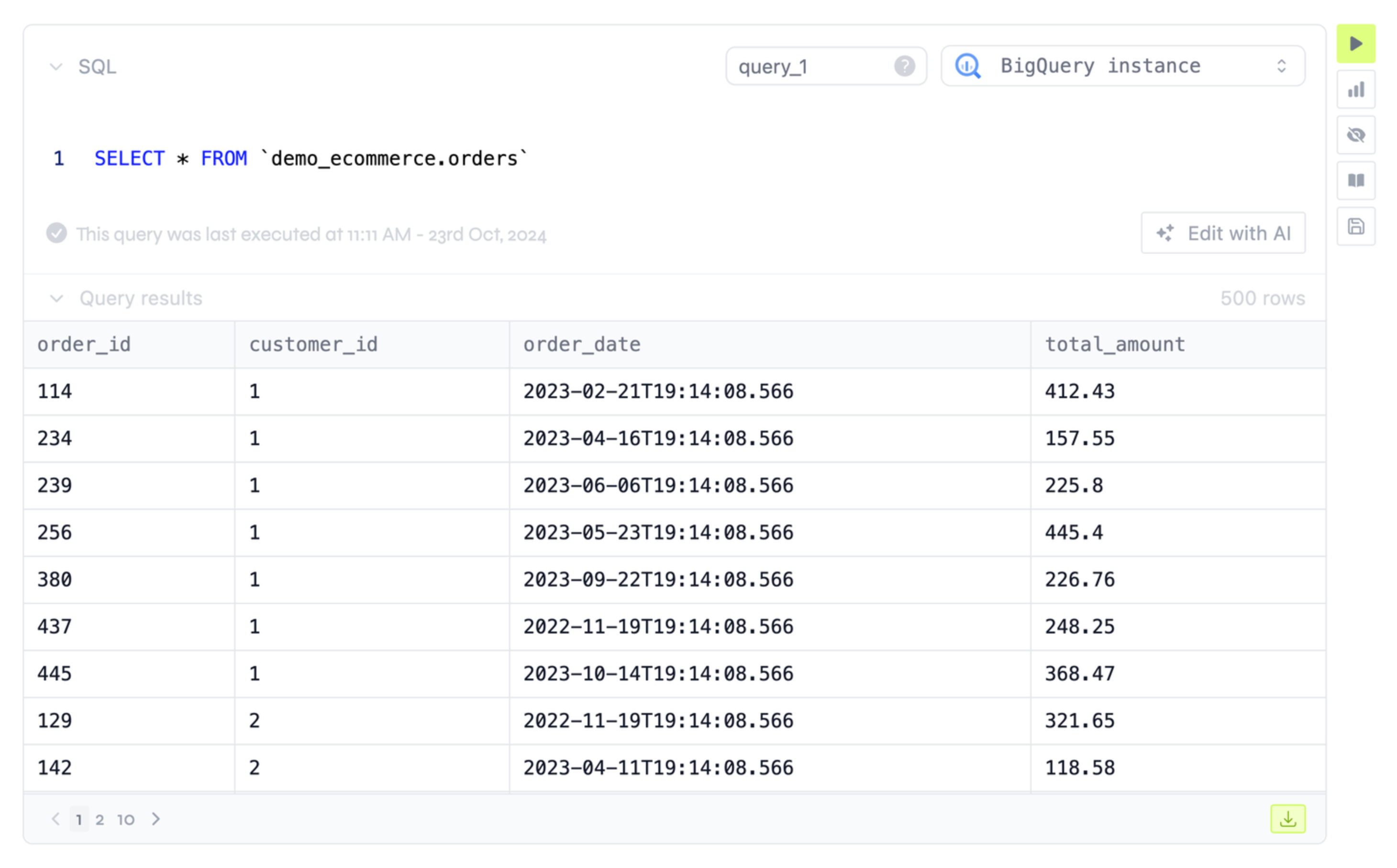 Opening the schema explorer