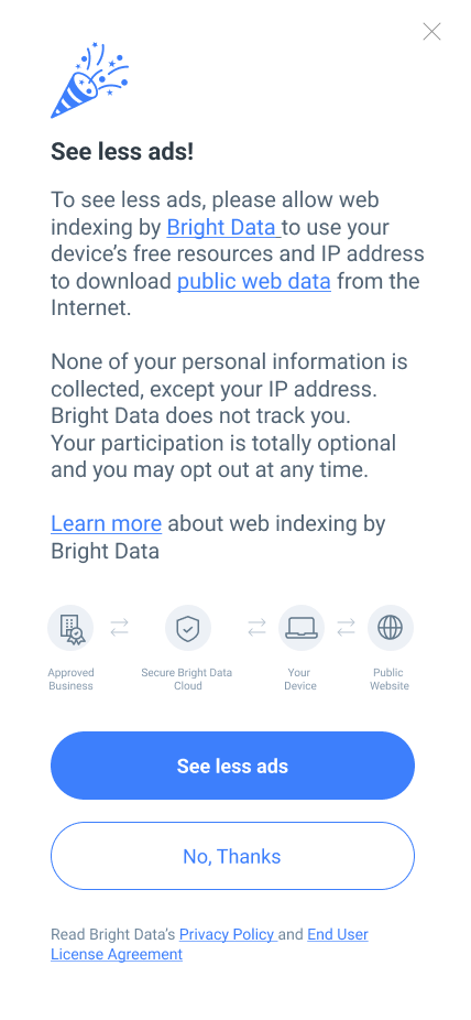 Default Bright SDK consent screen